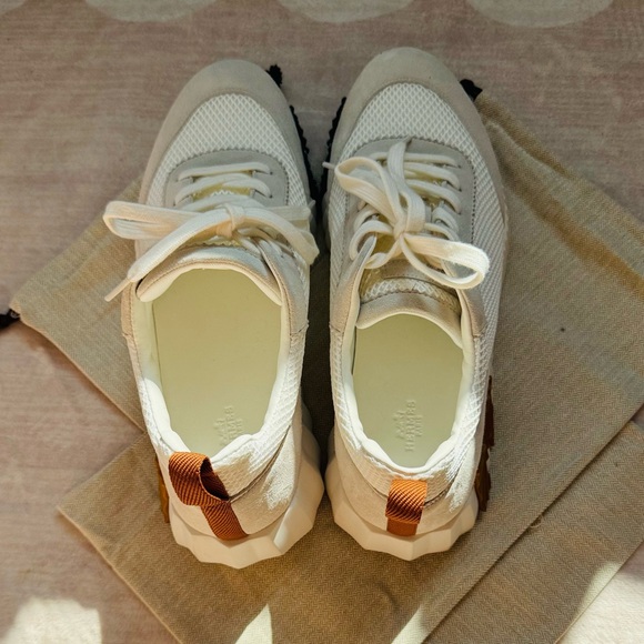 Hermès Bouncing Sneakers White Mesh & Suede EU 45 Excellent Condition - Picture 2 of 8